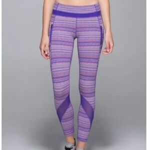 LULULEMON INSPIRE TIGHT SPACE DYE TWIST IRIS FLOWER PINK SHELL YOGA RUN EUC sz 6